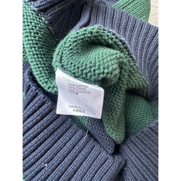 Brandy Melville Striped Crewneck Sweater Navy Green One Size 100% Cotton NWT - Picture 5 of 6